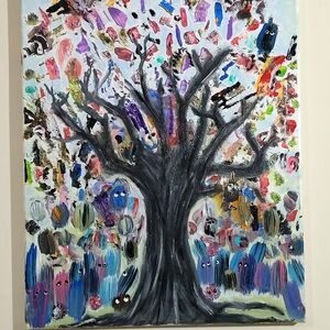 Abstract Multicolor Tree Art Canvas